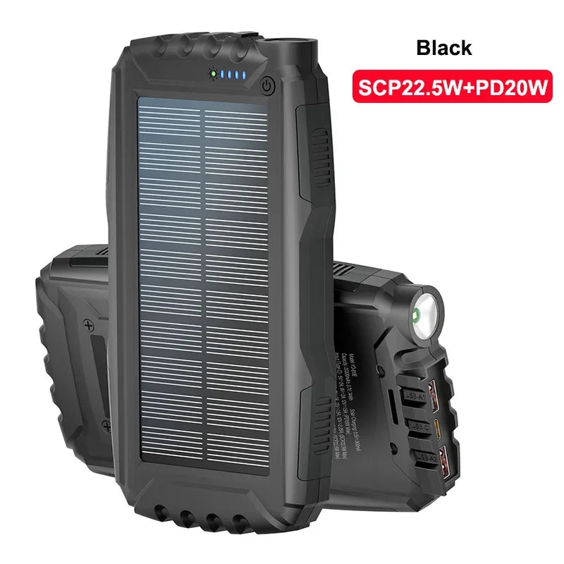 42800mAh Solar Power Bank Waterproof Portable Charger 22.5W Fast Charging Powerbank for iPhone Samsung Xiaomi Poverbank