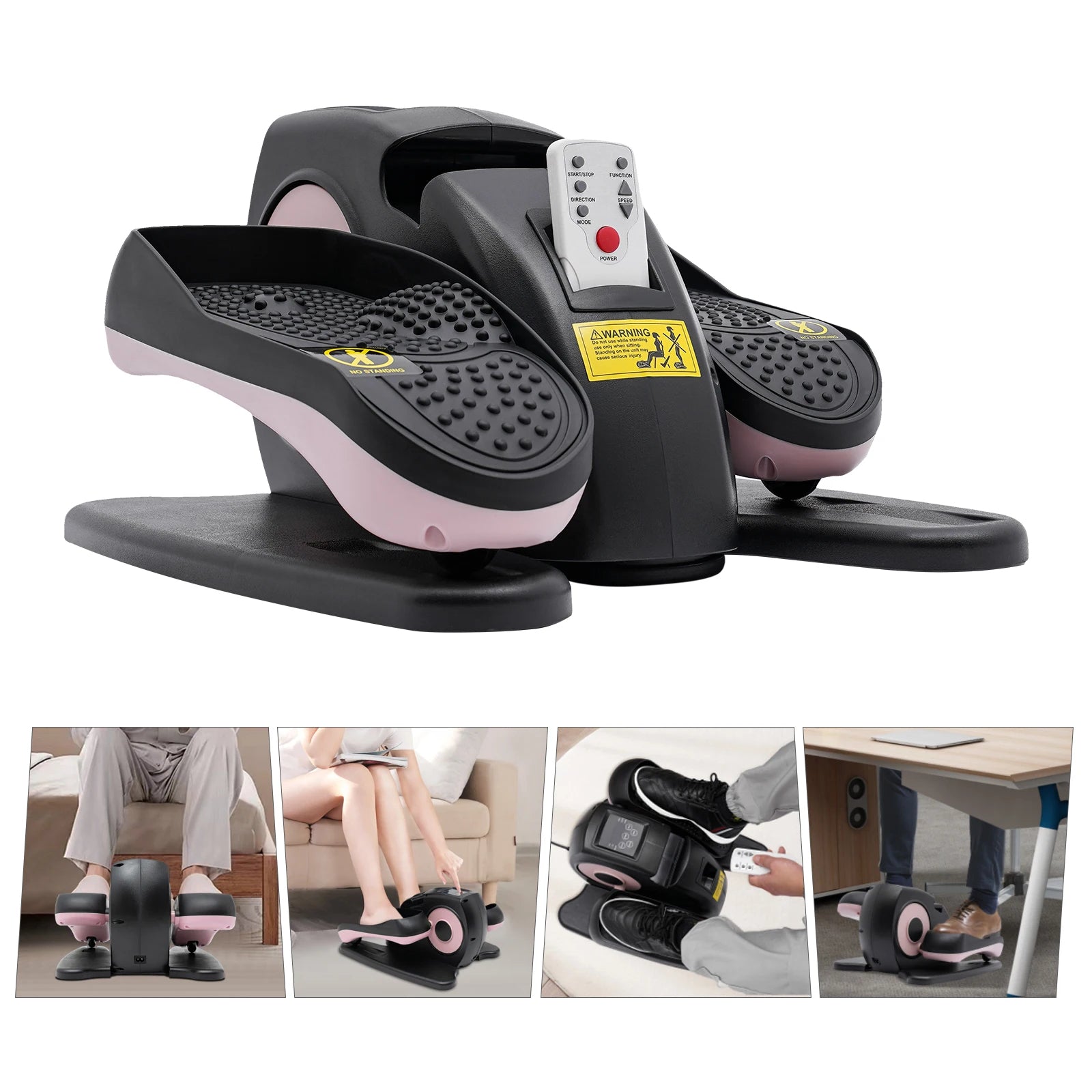 60W Under-desk Elliptical Machine, Portable Trainer for Home Office, Multifunctional Silent Space Walking Stepper 35*44*26cm