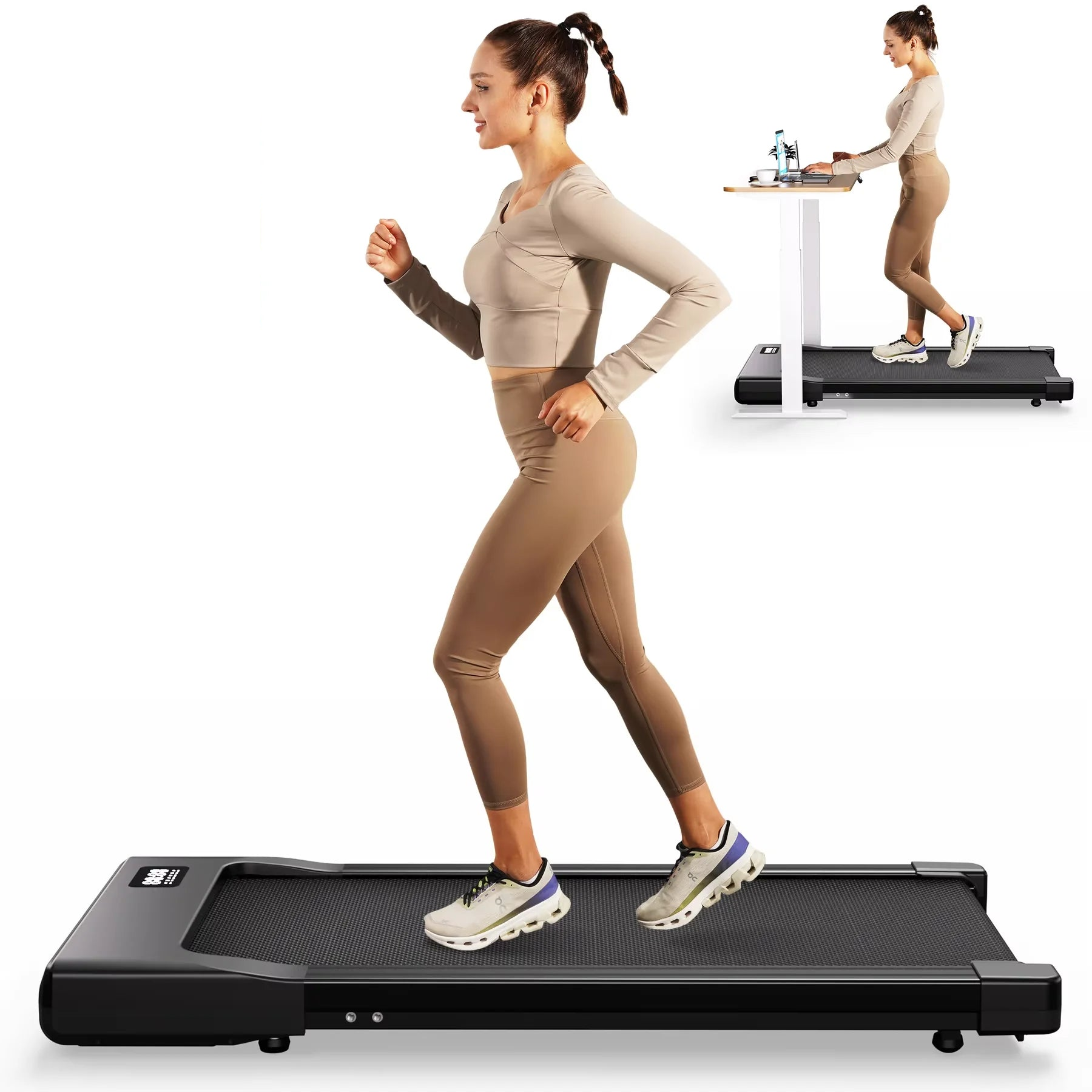 Walking Pad Under Desk Treadmill 2 in 1 Portable Treadmill with Remote Control LED Display 2.5HP Walkingpad for Home&Office