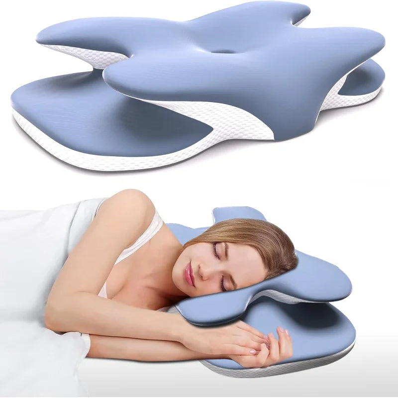 Ergonomic Cervical Pillow Memory Foam Pillow Neck Pain Relief Comes With Ice Silk Pillowcase Adjustable For Back Side Sleepers