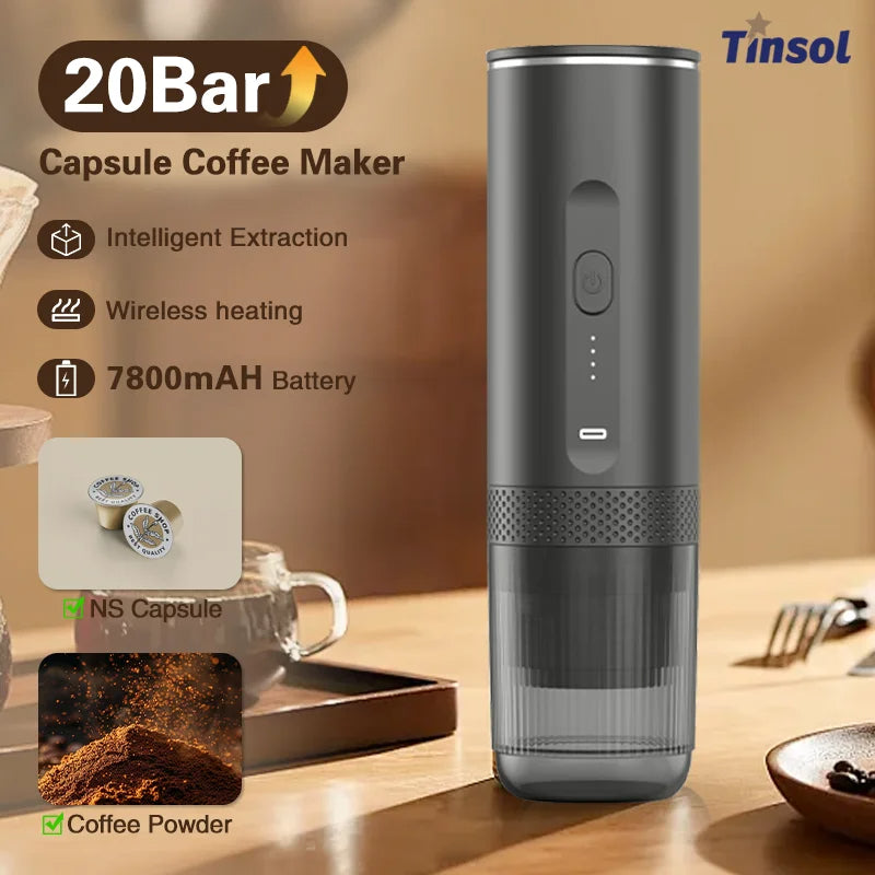 New 3 in 1 Wireless Portable Espresso Machine Capsule Coffee Powder Travel Coffee Maker Smart Extraction Wireless Heating