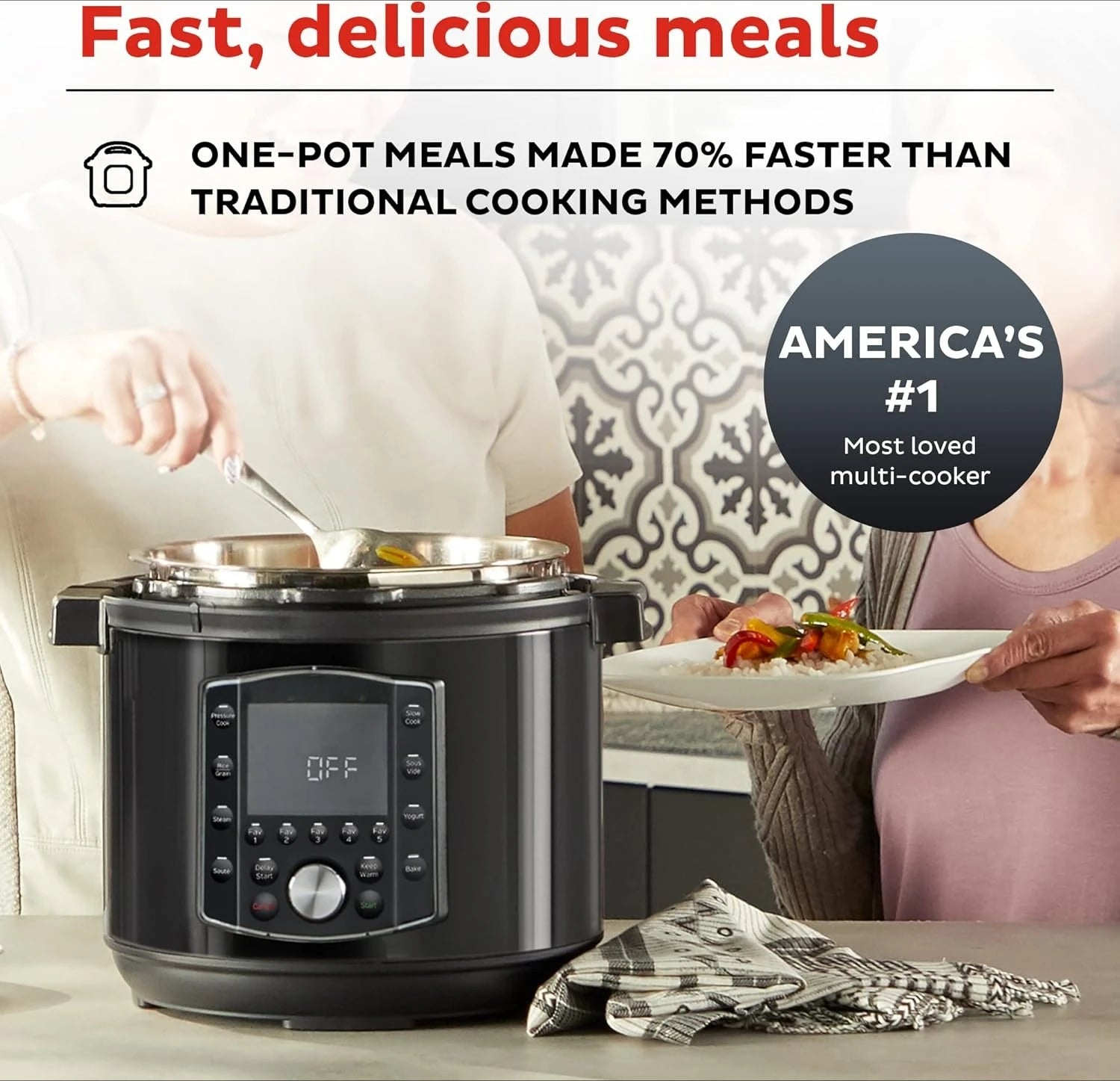 (8 QT) 10-in-1 Pressure Cooker, Slow Cooker, Rice/Grain Cooker, Steamer, Sauté, Sous Vide, Yogurt Maker, Sterilizer, and Warmer