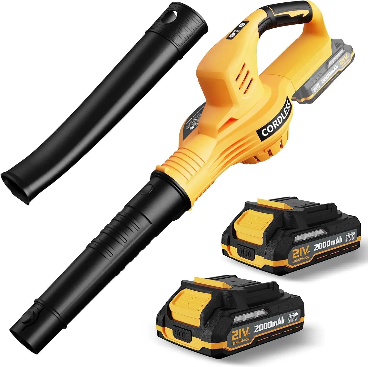 Leaf Blower Cordless with 2 Batteries and Charger, 21V Electric Leaf Blower with 2 Speed Modes, 2.0Ah Lightweight Battery Powere