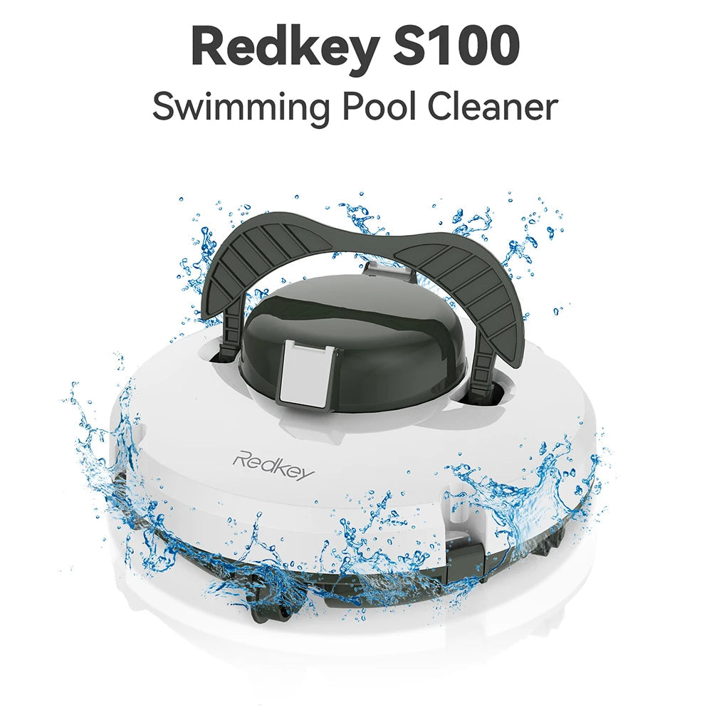 Redkey S100 Cordless Robot Pool Cleaner 28W 5200mAh 130-Min 180μm Filtration Auto-Cleaning Pool Vacuum Cleaner IPX8 Waterproof