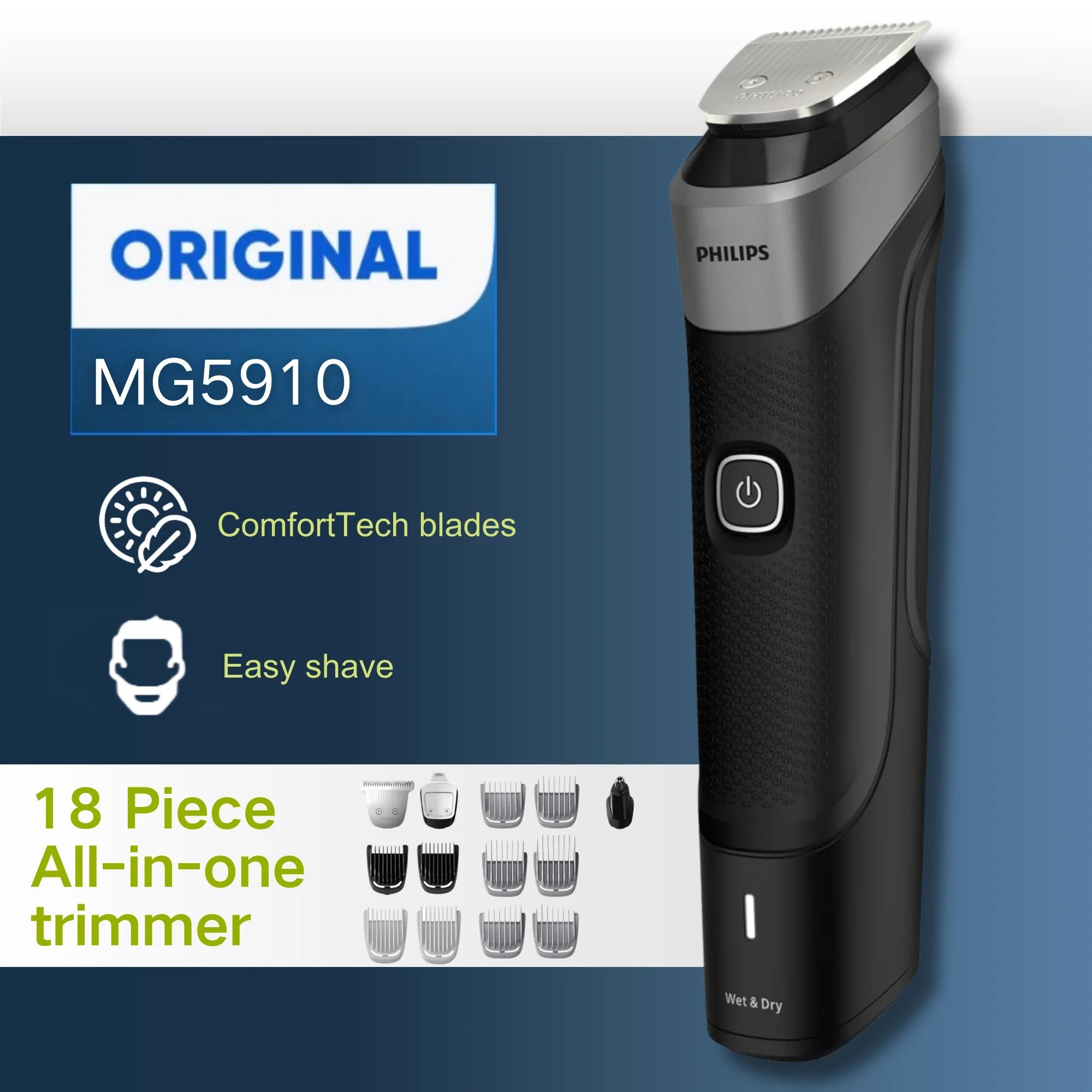 Philips Norelco Multigroom Series 5000 MG5910 18 Piece, Beard Face, Hair
