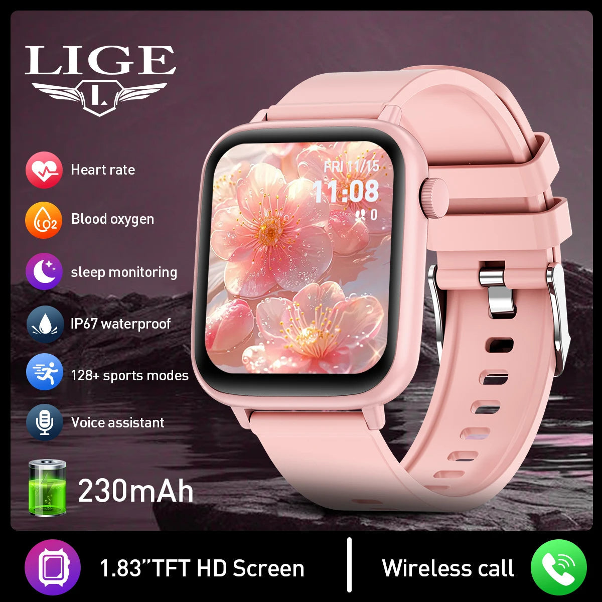 Women Smart Watches 1.83 Inch HD Display Answer Make Call Message Preview Sport Modes DIY Dial Weather Forecast For Men New