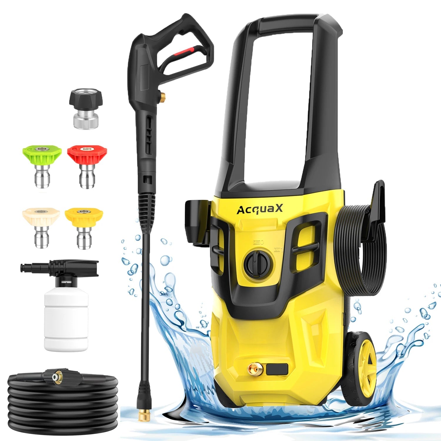 Electric Pressure Washer Power Washer 4 Nozzles 350ML Foam Cannon Retractable Handle for Portable to Clean Patios Car wash
