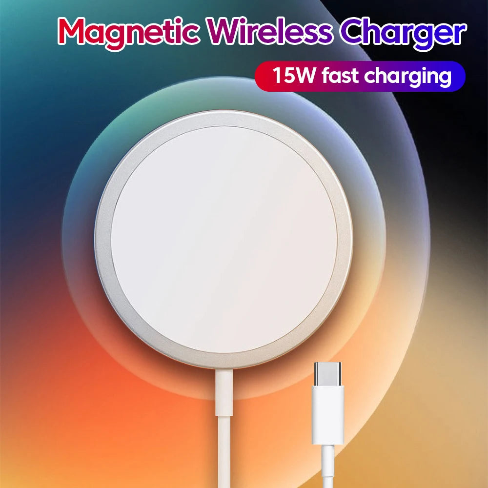 15W Magnetic Wireless Fast Chargers with Type C Fast Charging Cable For iPhone12-16 Charger Adapter Macsafe Phone Charging Dock