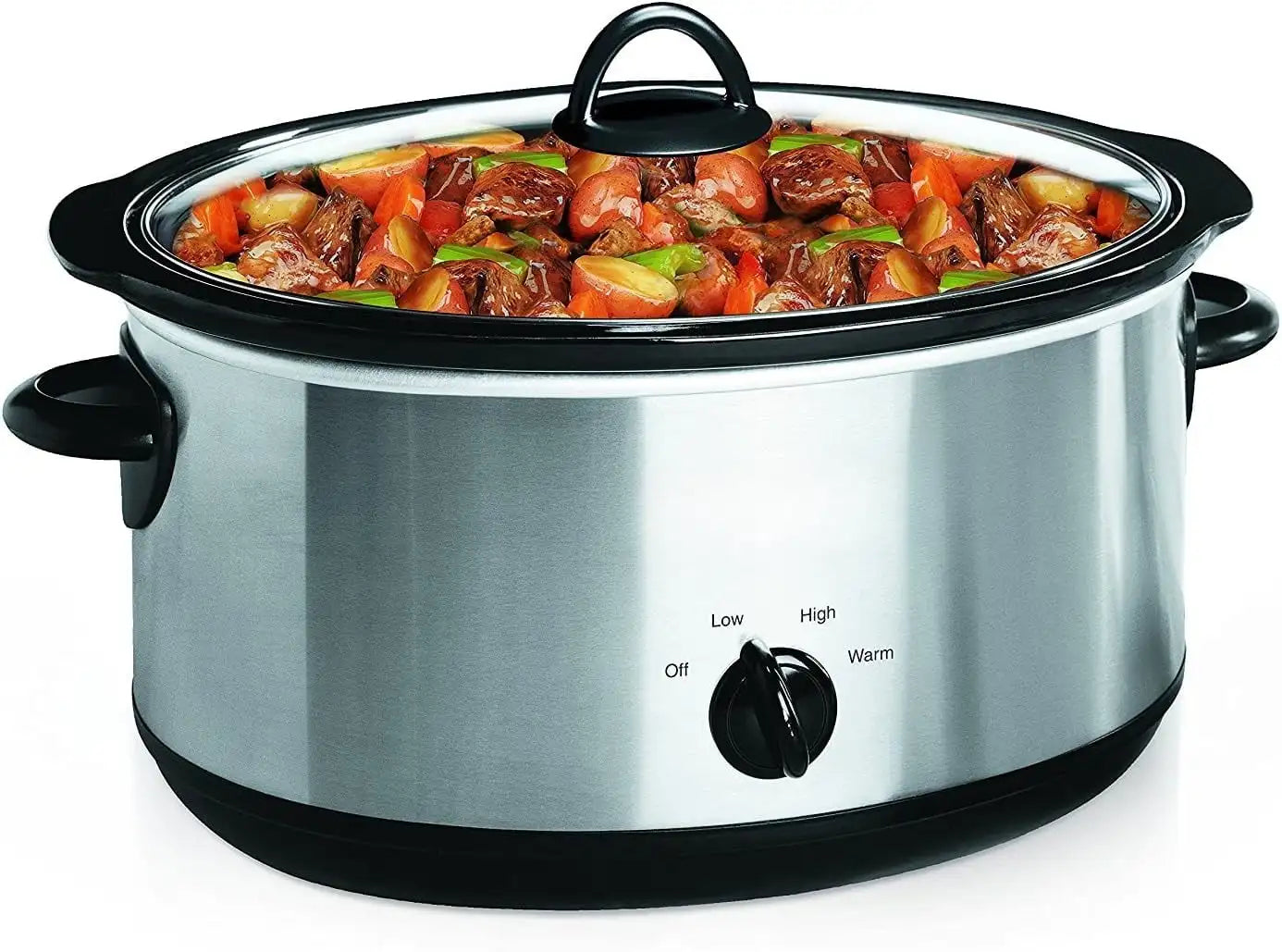 7 Quart Oval Manual Slow Cooker, Stainless Steel (SCV700-S-BR), Versatile Cookware for Large Families or Entertaining