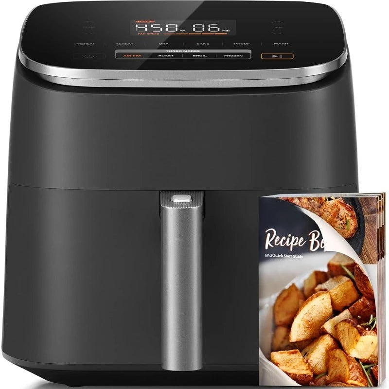 Air Fryer 9-in-1, Compact & Large 6-Qt, Fast Turbo Modes, 90–450°F Precise Heat for Even Results, Up to 95% Less Oil*, Ro