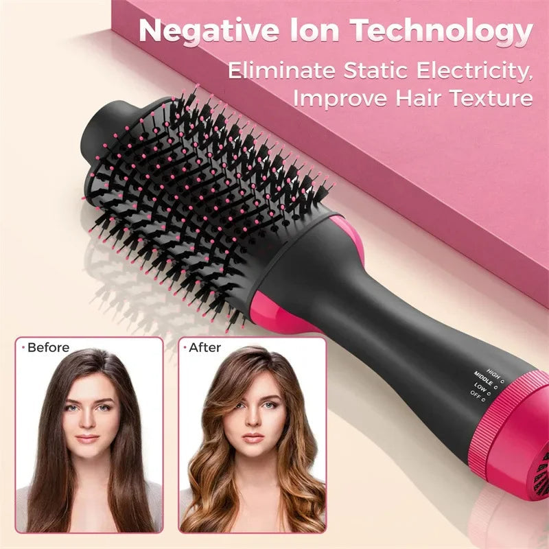 4-in-1 Hot Air Brush | Dryer, Straightener + Curler for Women | Awellz