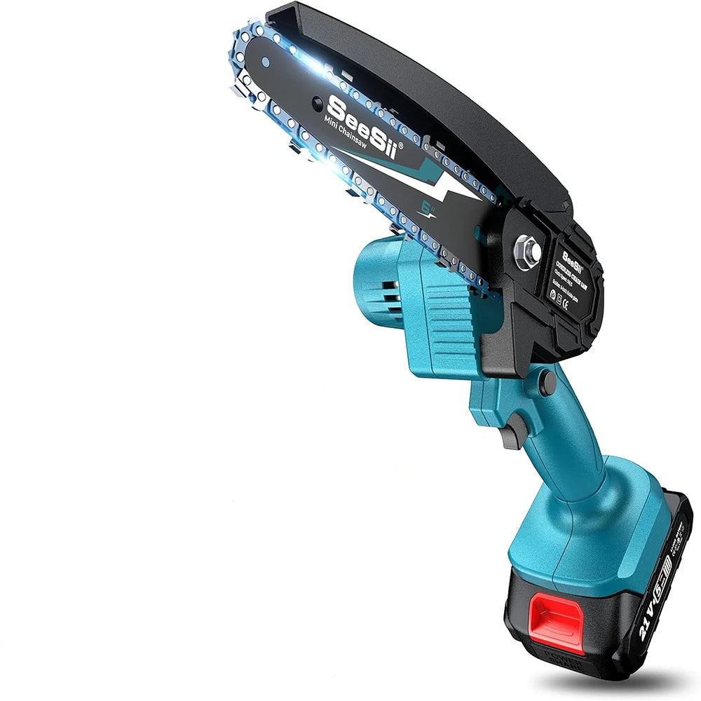 Mini Chainsaw Cordless 6-inch Handheld Electric Power Chain Saw for Garden Tools Tree Trimming Wood Cutting Best Gifts