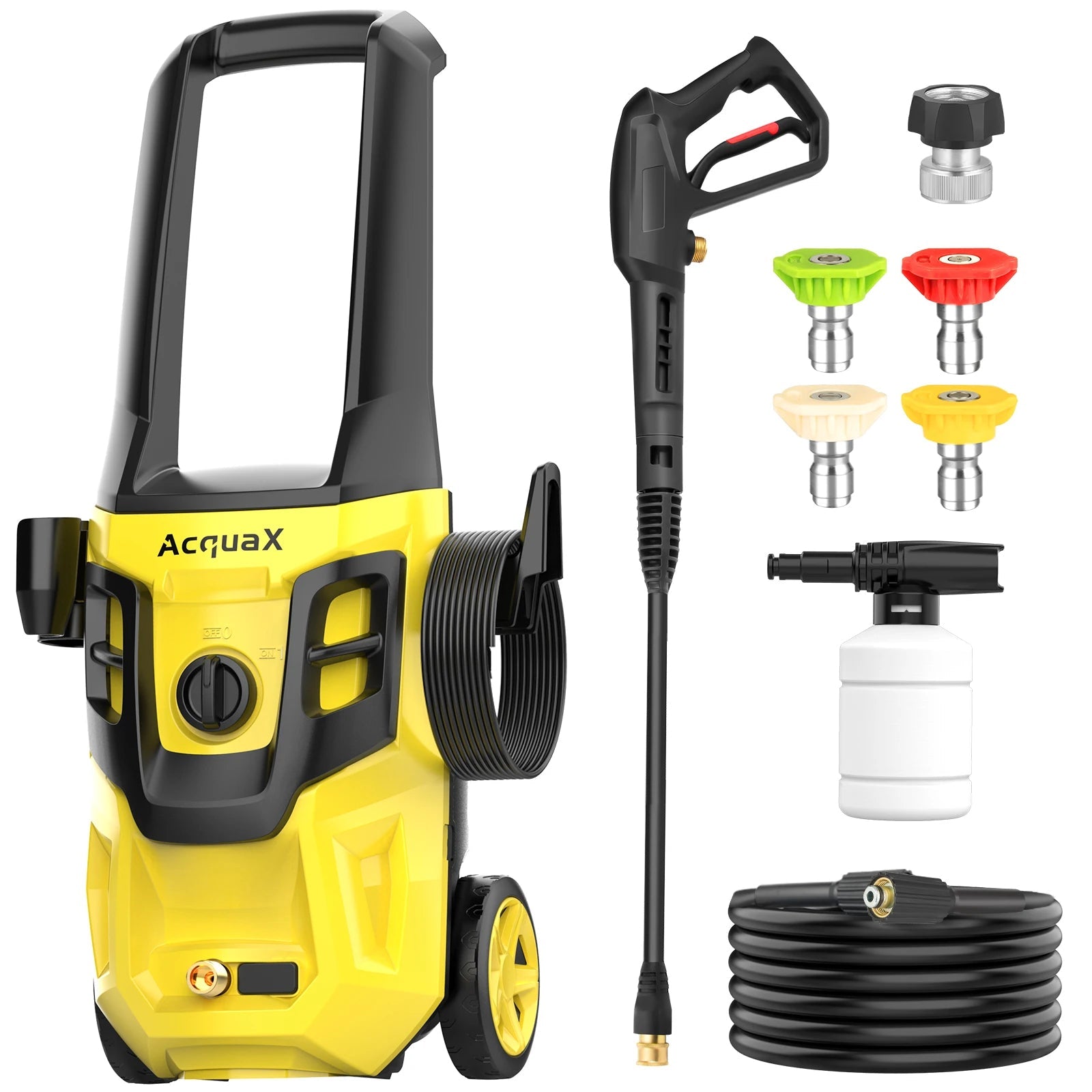 Electric Pressure Washer Power Washer 4 Nozzles 350ML Foam Cannon Retractable Handle for Portable to Clean Patios Car wash