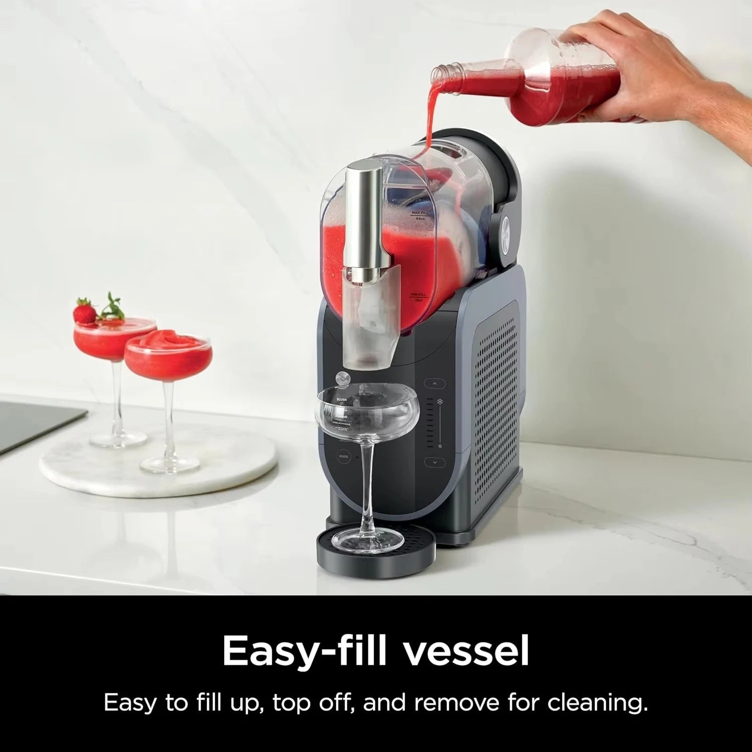 Unique features 88 oz. Frozen Drink & Slushie Machine, 5 Preset Programs, Margaritas, Frappés, and More, Premium Accents