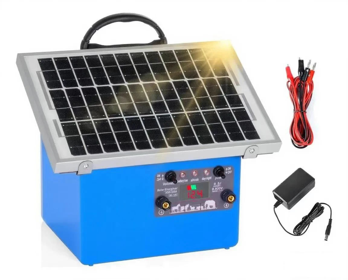 20 Miles Solar Electric Fence Charger, 0.5J Energizer Controller for Livestock No Batte