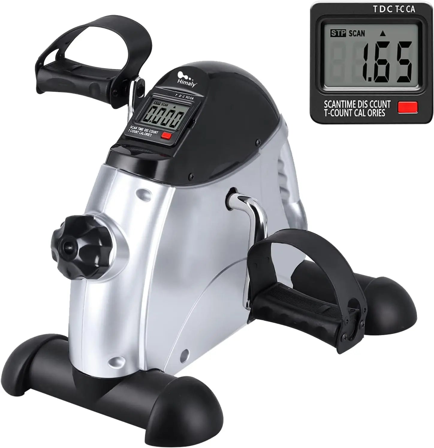 Mini Exercise Bike, himaly Under Desk Bike Pedal Exerciser Portable Foot Cycle Arm & Leg Peddler Machine with LCD Screen Display