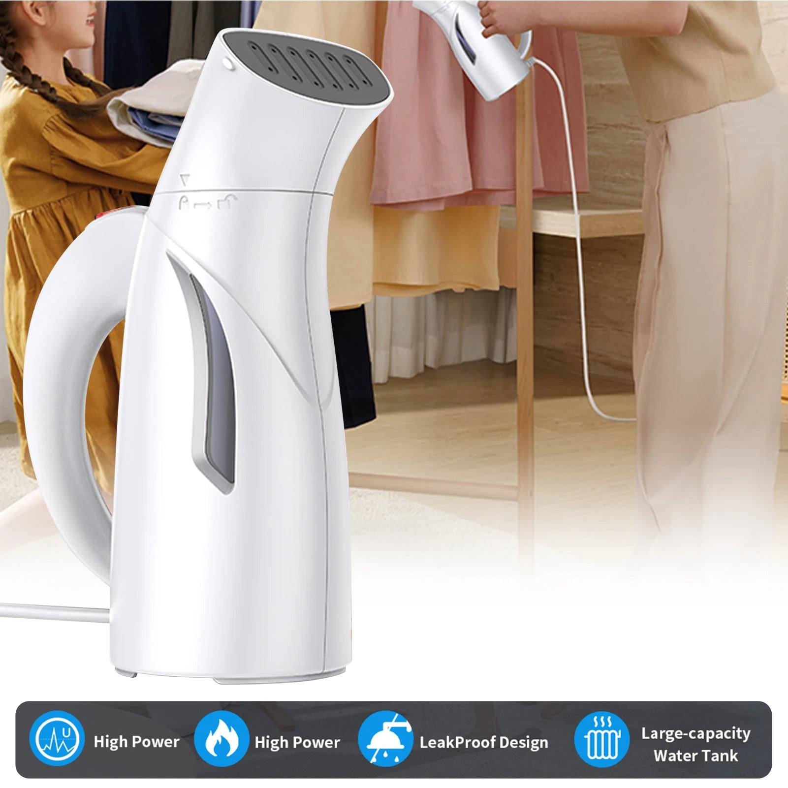 Portable Steamer for Clothes Handheld 140℃ Steam 240ml Water Tank 700W 40s Fast Heat Strong Penetrating Garment Steamer Removes