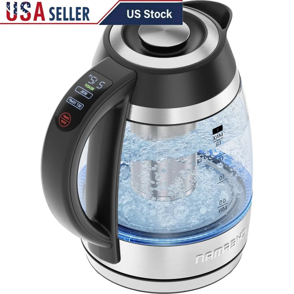 Custom-Temp Electric Kettle 1.8L 1750W with Tea Infuser Stainless Steel Rapid Boiling Keep Warm Function LED Indicator Safe