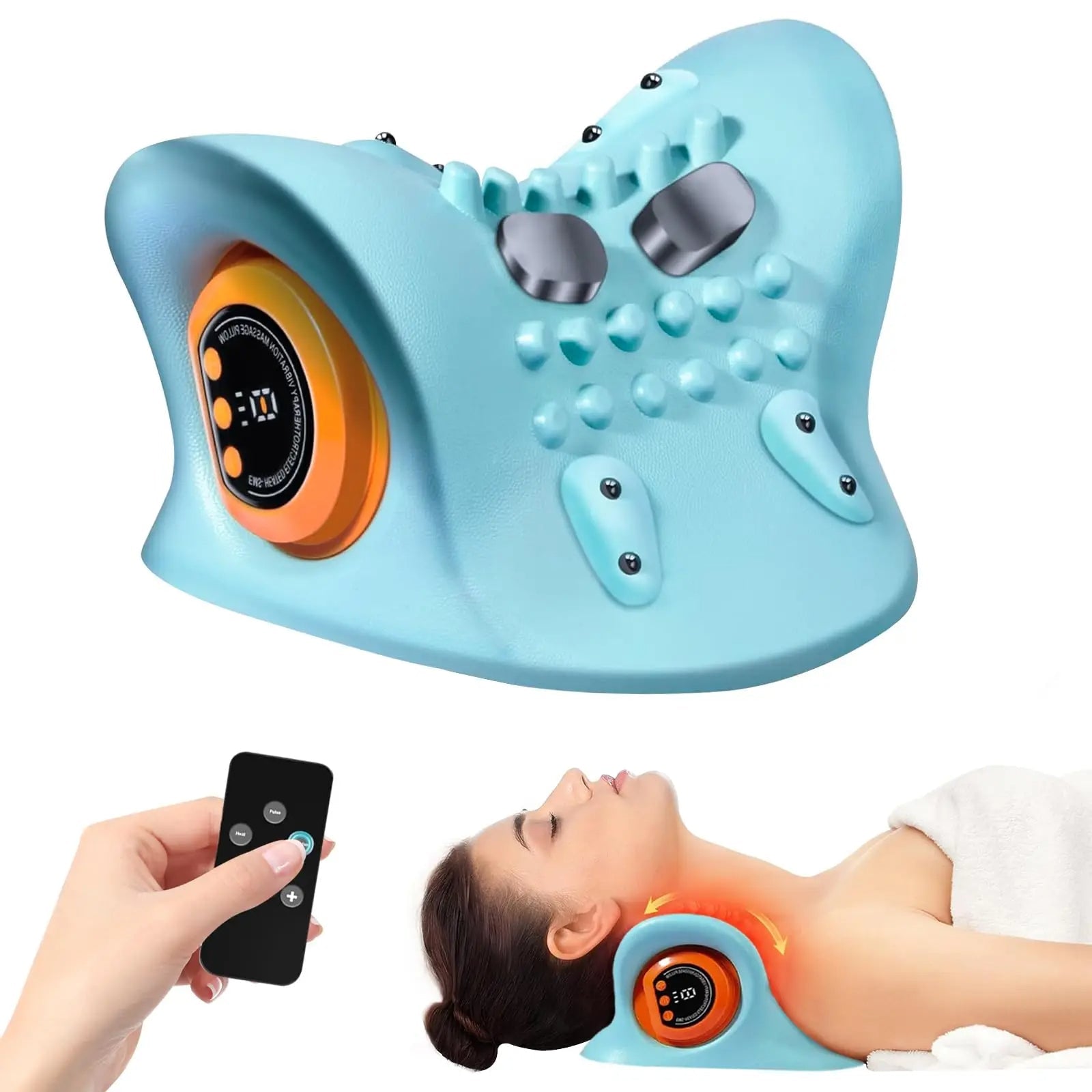 2025 Multifunction Neck Massager Pillow with Heat for Shoulder Pain Relief 3-in-1 Electric Neck Traction Relaxer Massage Pillow