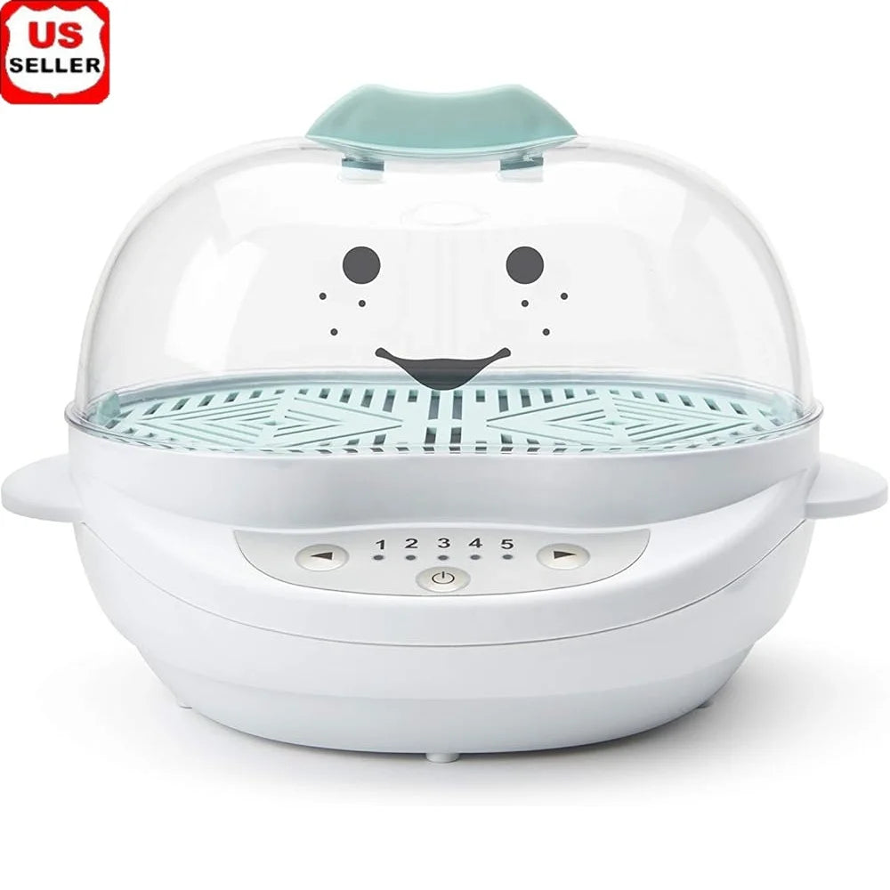 Turbo Food Steamer Baby Food Sterilizer Defroster with Timer 5 Steam Settings Dishwasher Safe Easy Cleanup