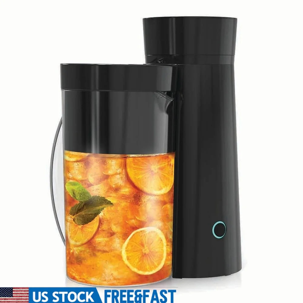 2 Quart Iced Tea Coffee Maker 8 Cup Brew System Automatic One Button Operation Large Capacity Pitcher with Steeping Basket