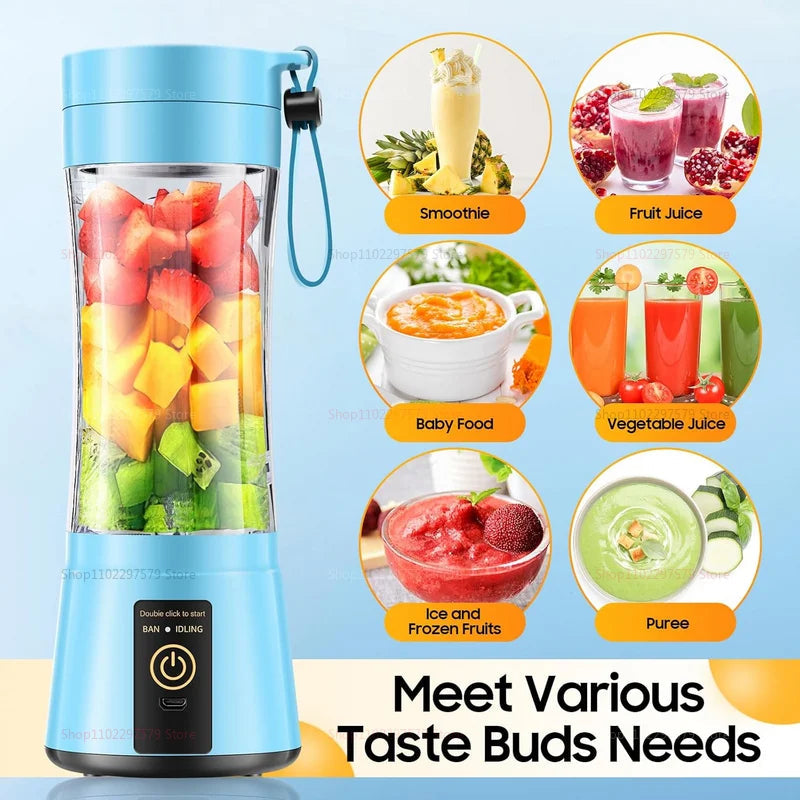 Cordless Portable Personal Size Blender - Mini Blender Make Smoothies and Shakes, 380Ml BPA Free Travel Cup for Office/Home/Gym