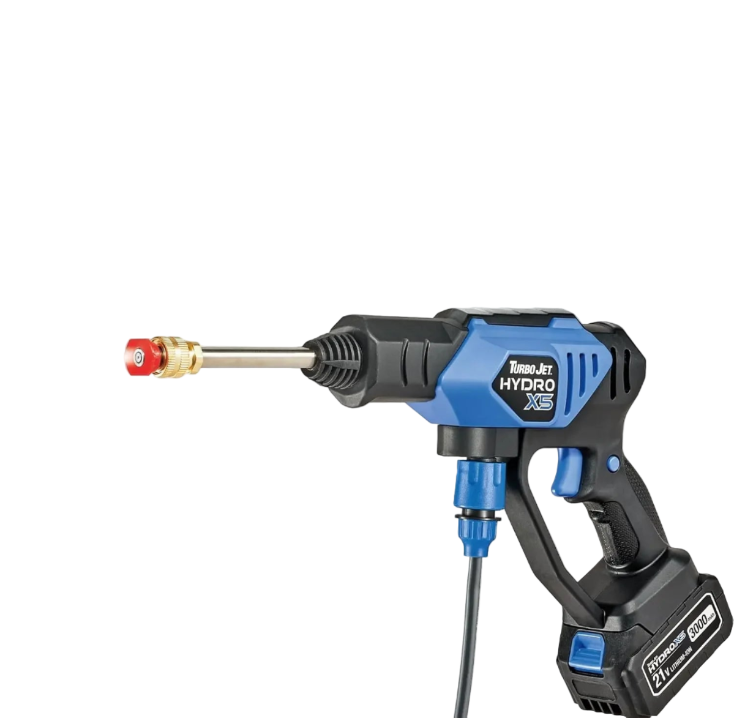 Portable Cordless Pressure Washer (21V 3000mAh Battery), 6-in-1 Nozzle, Dual Water Source, 16ft Detachable
