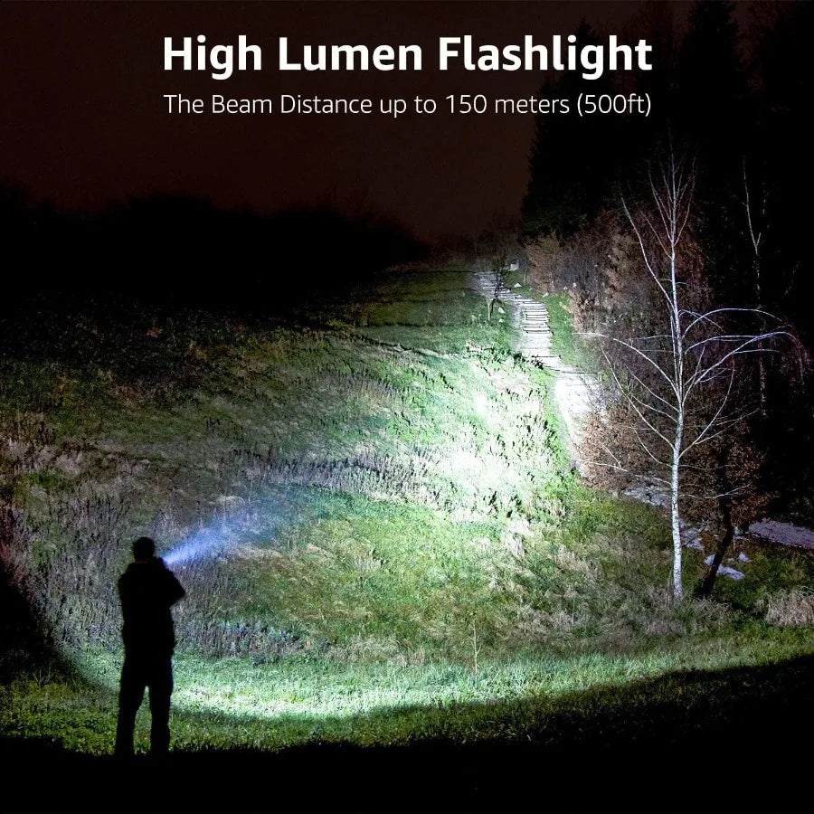 LED Flashlights High Lumens Small Flashlight Waterproof Adjustable Focus Flash Light for Outdoor Emergency AAA Batteries Includ
