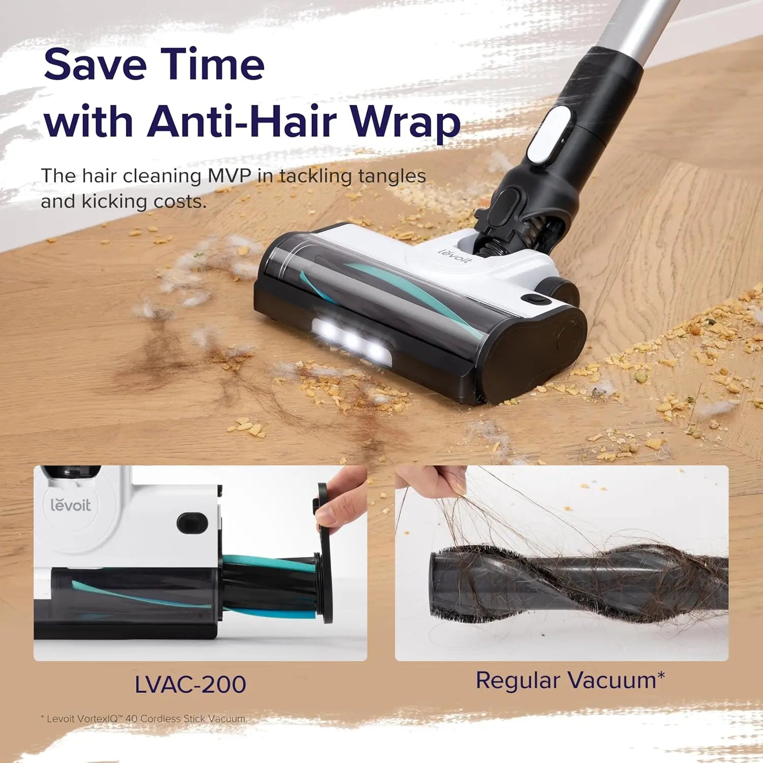 Cordless Vacuum Cleaner, Stick Vac with Tangle-Resistant Design, Up to 50 Minutes, Powerful Suction, Rechargeable, Lightw