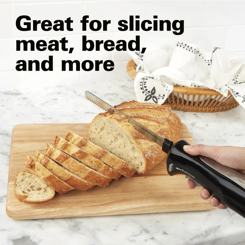 Electric Knife Set with Cool-Touch Ergonomic Handle, Stainless Steel Blades, Fork and Storage Case, 74277-W