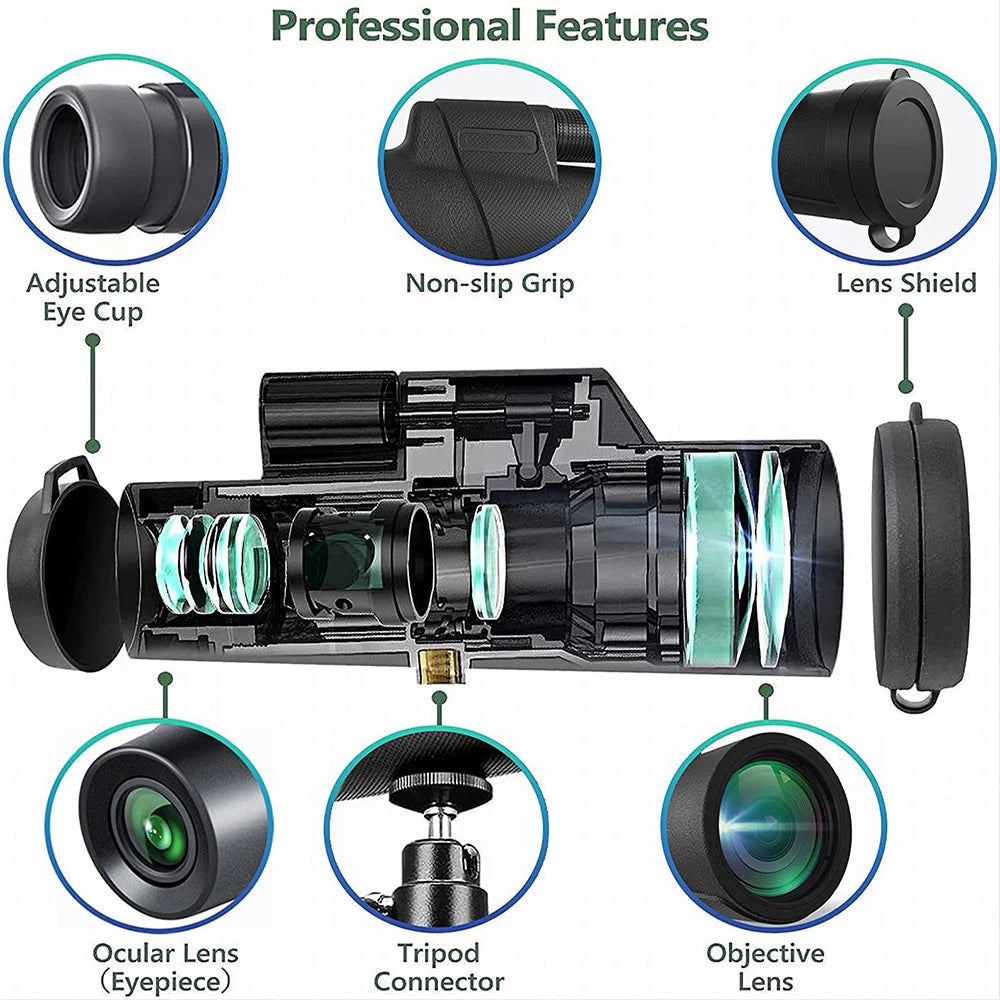 Monocular Telescope 8x42 High Power Monoculars Scope Compact Waterproof Fogproof Shockproof with Hand Strap for Adults Kids Bird
