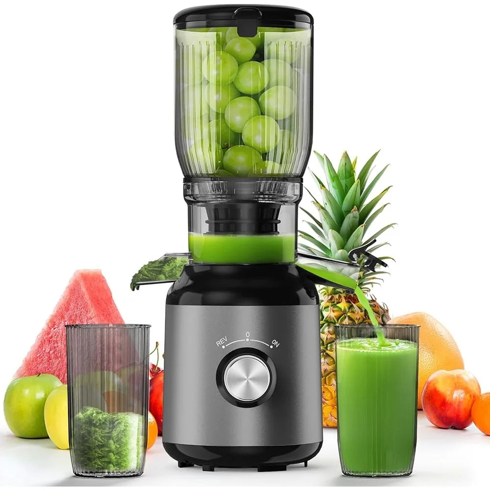 Masticating Cold Press Juicer Machines 5.3 Inch Wide Feed Chute Juice Extractor High Output Easy Clean Whole Fruit Juicing