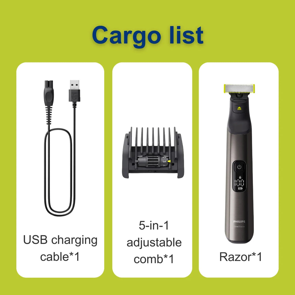 Philips Norelco OneBlade 360 Face QP2724, Hybrid Electric Beard Trimmer and Shaver with 5-in-1 Face Stubble Comb