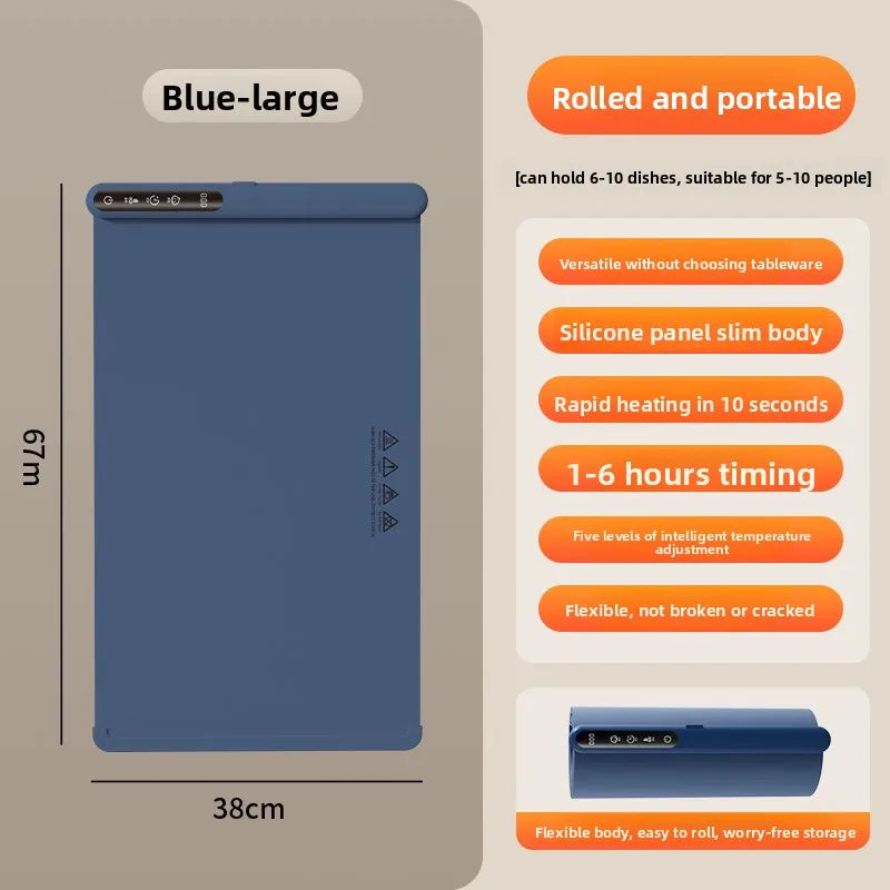 220V Multifunctional Electric Warming Tray Food Warmer Plate Foldable Portable Smart Food Fast Heating Mat With 3 Tem Setting