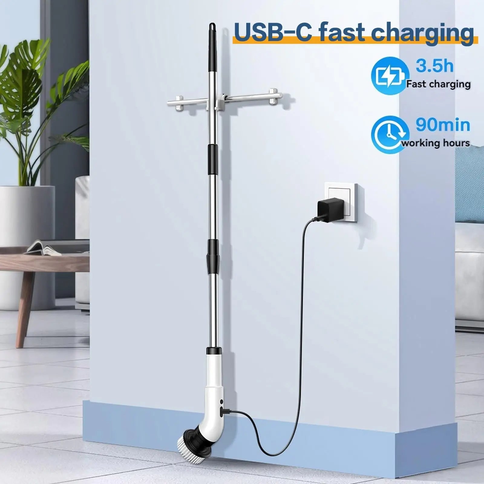 Electric Spin Scrubber, Cordless Cleaning Brush, Shower Scrubber with 9 Brush Heads, Adjustable Extension Handle