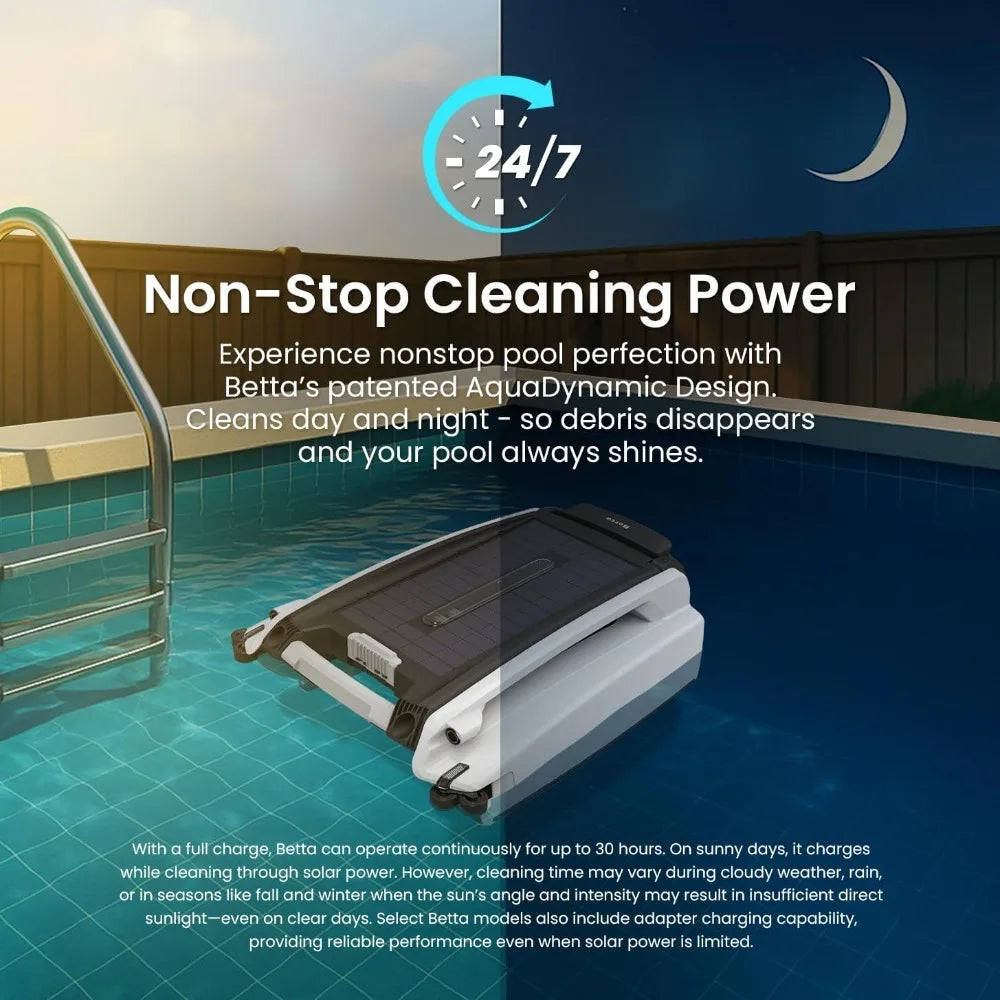 SE Solar Powered Automatic Robotic Pool Surface Skimmer Cleaner with 24/7 Continuous Cleaning Battery Power and Re-Engineered
