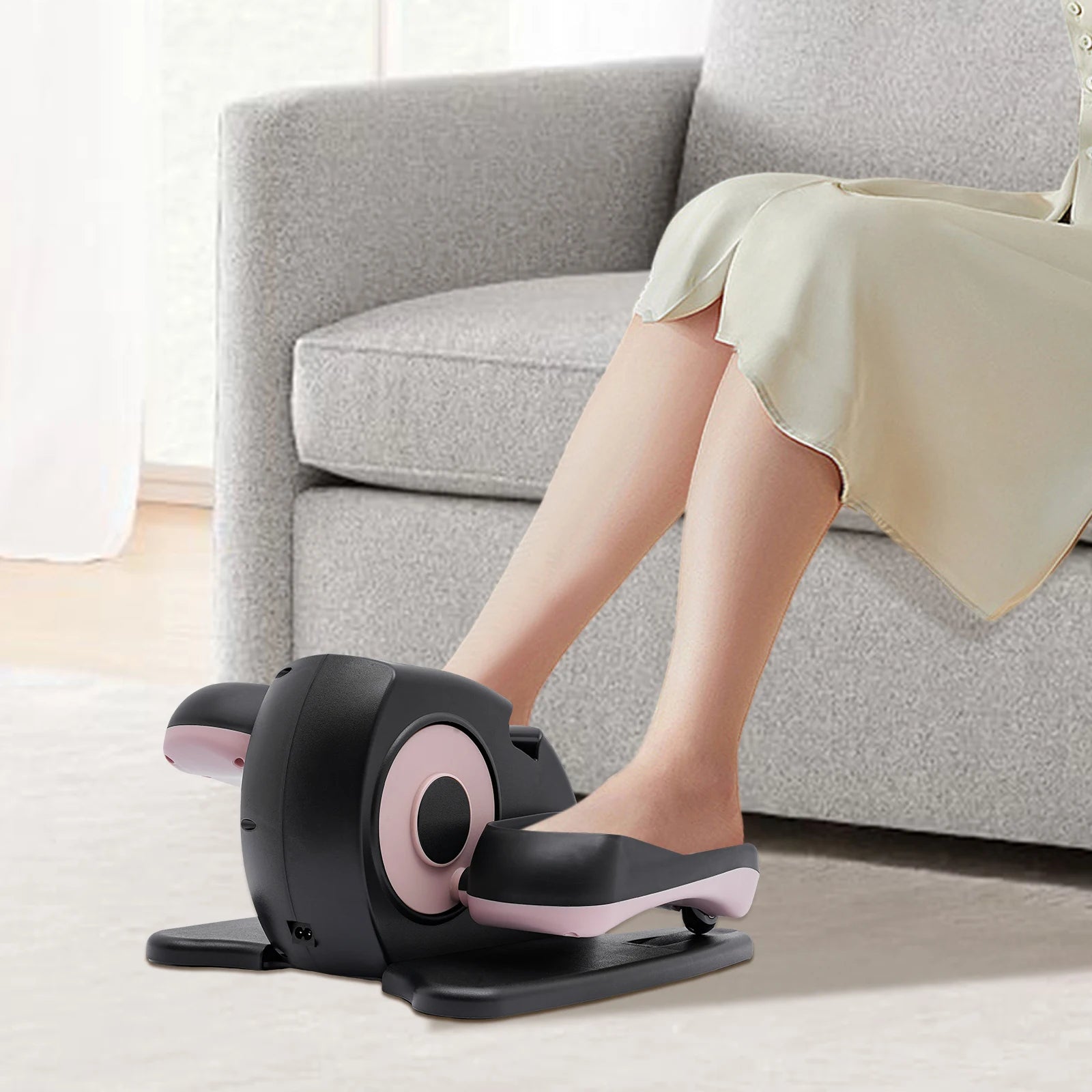 60W Under-desk Elliptical Machine, Portable Trainer for Home Office, Multifunctional Silent Space Walking Stepper 35*44*26cm