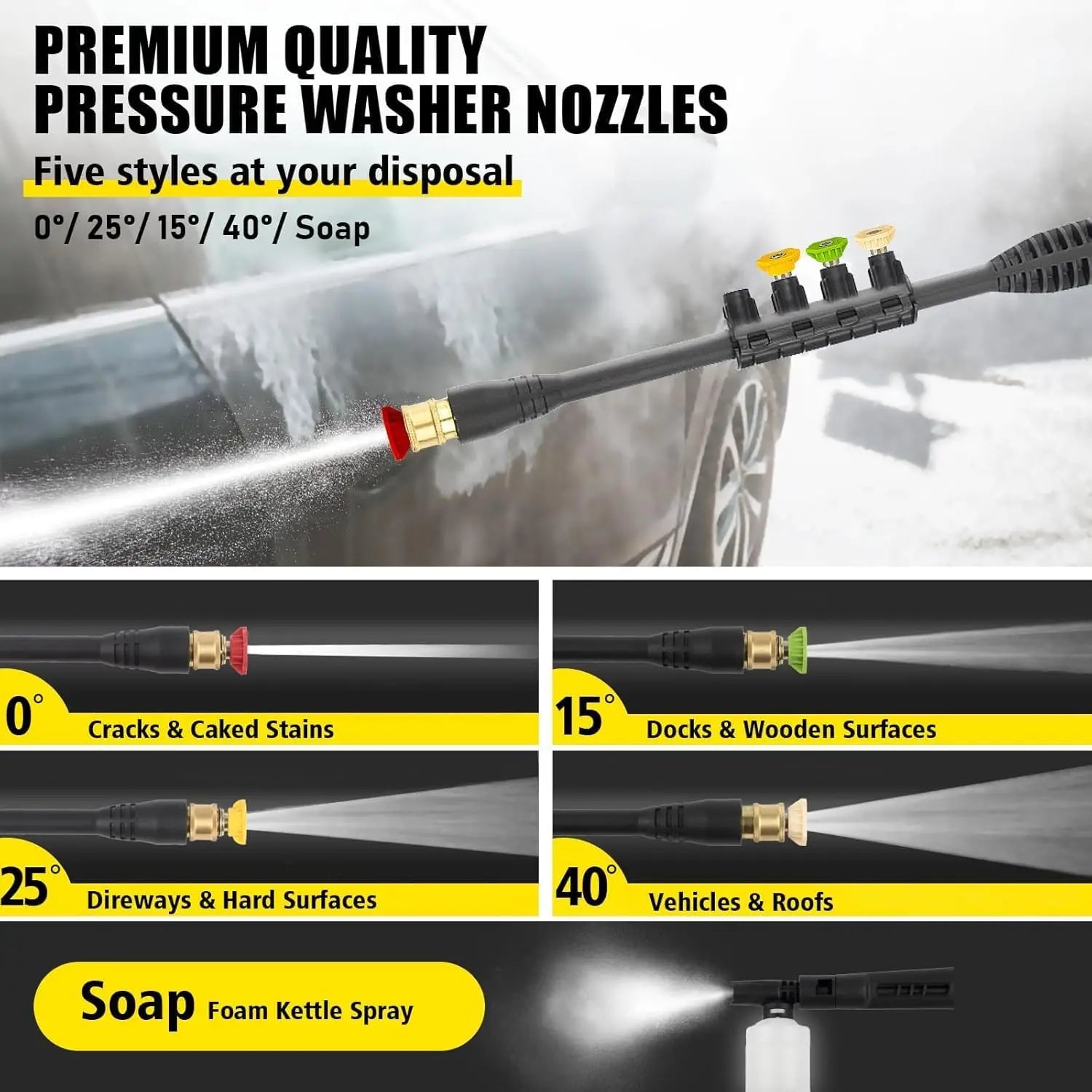 Electric Pressure Washer Power Washer 4 Nozzles 350ML Foam Cannon Retractable Handle for Portable to Clean Patios Car wash