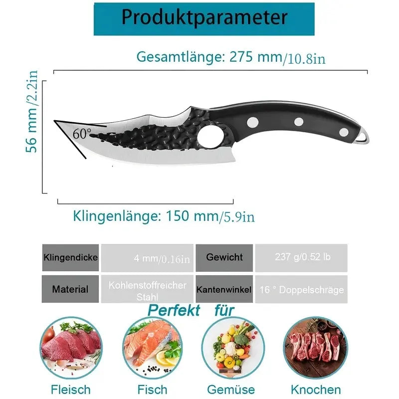 Sharp and wear-resistant boning knife, ultra-sharp stainless steel fixed blade, outdoor, gift, kitchen standing