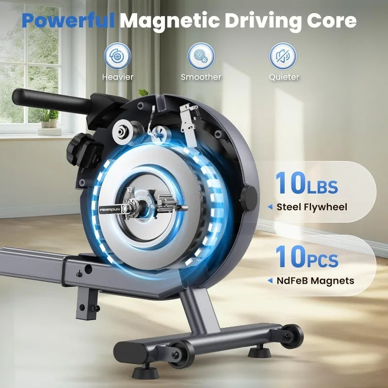 Rowing Machines for Home, Compact Rower Machine with 350LBS Loading Capacity, Magetic Rower with APP, Row Machine