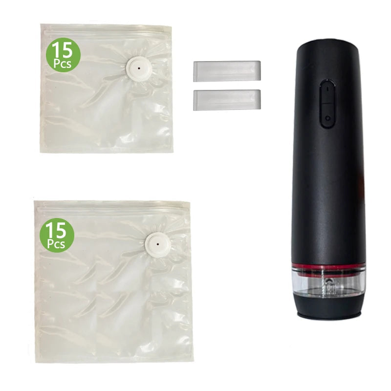 Handheld Vacuum Sealer with 30 Reusable Food Bags,2 Sealing Clips,Food Storage Bags Sous Vide Bags,Usb Rechargeable Bpa Free