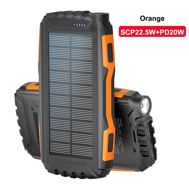 42800mAh Solar Power Bank Waterproof Portable Charger 22.5W Fast Charging Powerbank for iPhone Samsung Xiaomi Poverbank
