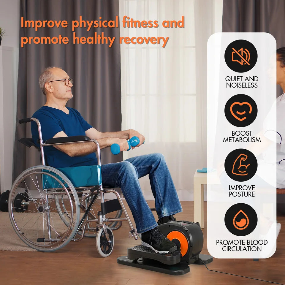 Elliptical Machine Under Desk Portable Electric Seated Leg Exerciser Arm and Leg Trainer 12 Adjustable for Seniors Adults Teens
