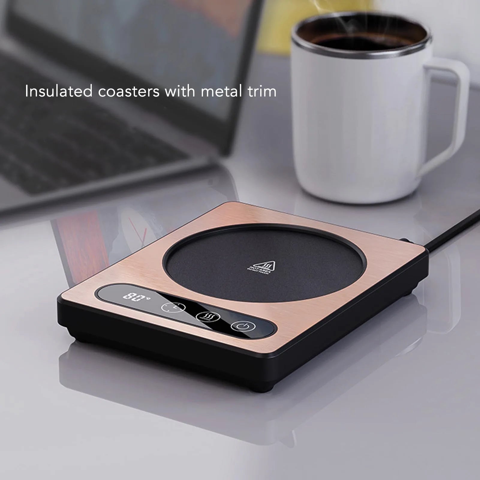 Coffee Cup Heater 36W Touch Control 12h Timing Smart Coffee Mug Heater for Coffee Beverage Milk Tea Hot Chocolate Silver