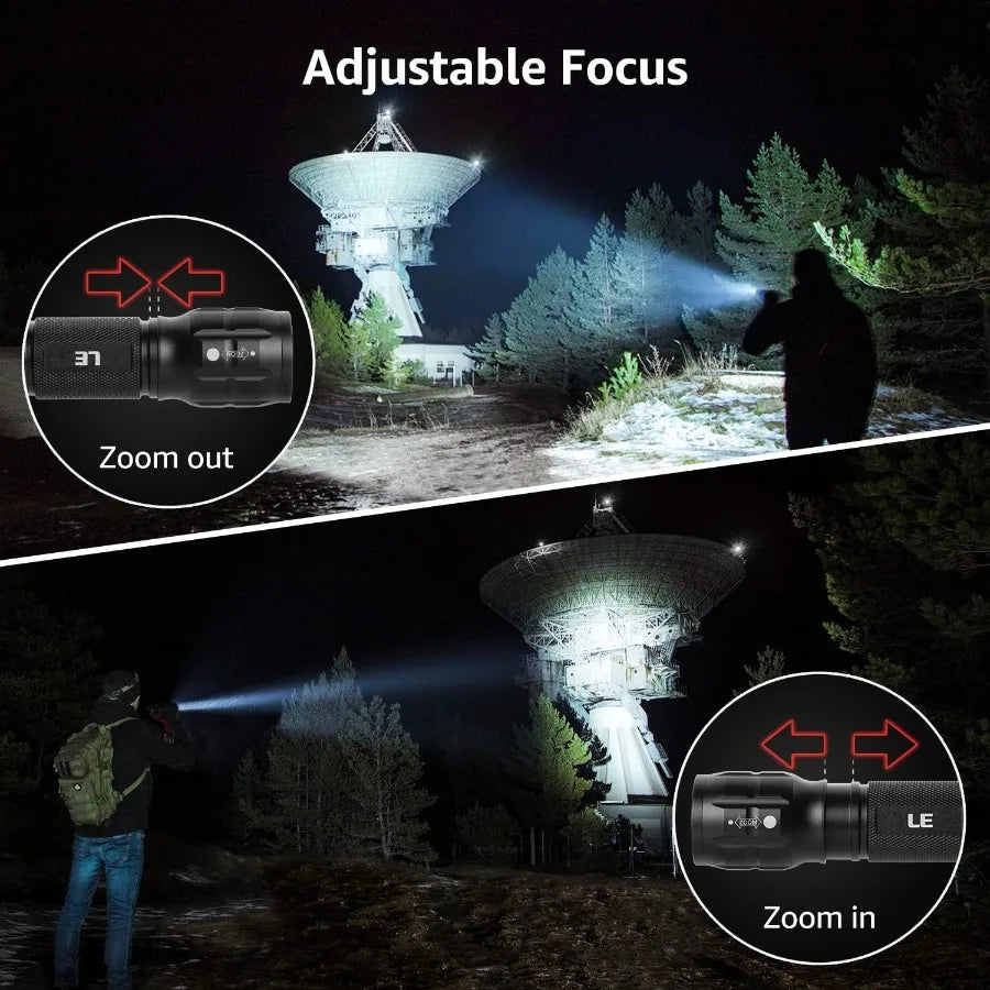 LED Flashlights High Lumens Small Flashlight Waterproof Adjustable Focus Flash Light for Outdoor Emergency AAA Batteries Includ