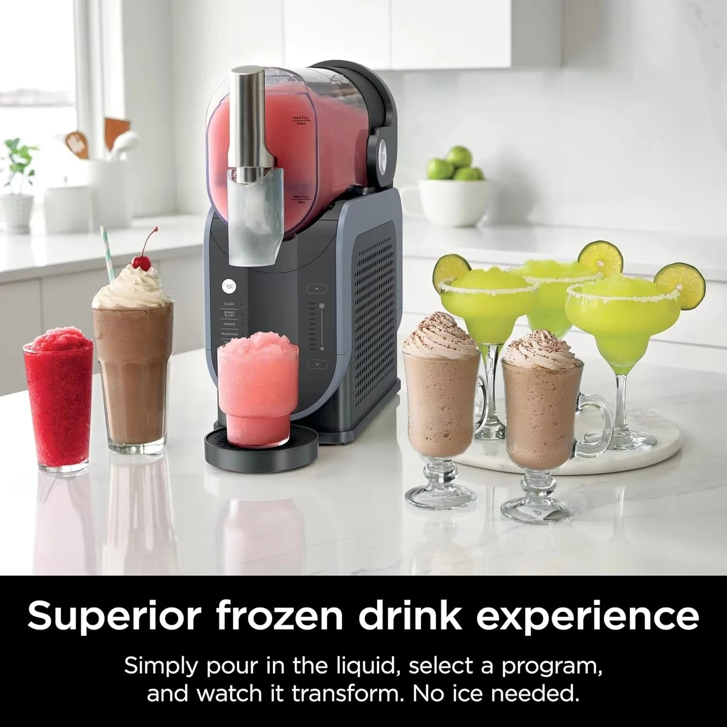 Unique features 88 oz. Frozen Drink & Slushie Machine, 5 Preset Programs, Margaritas, Frappés, and More, Premium Accents