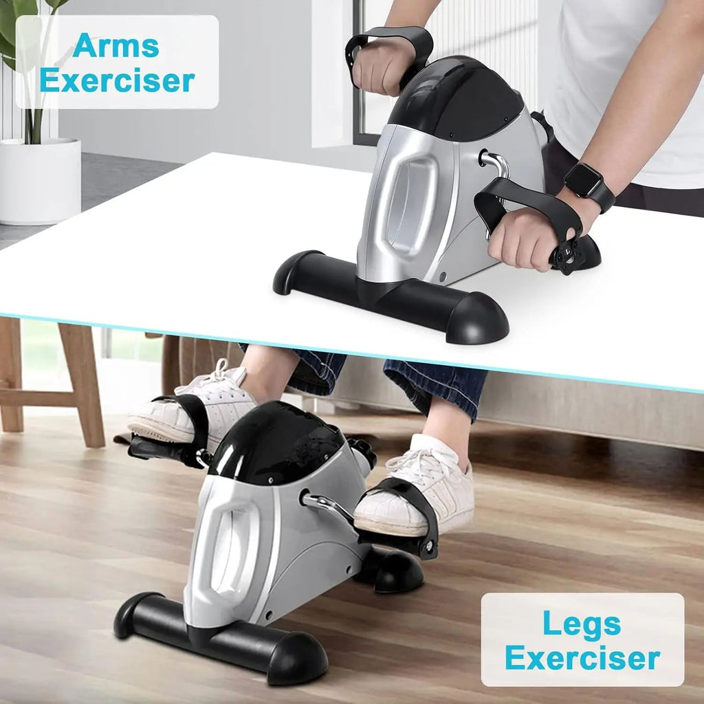 Mini Exercise Bike, himaly Under Desk Bike Pedal Exerciser Portable Foot Cycle Arm & Leg Peddler Machine with LCD Screen Display