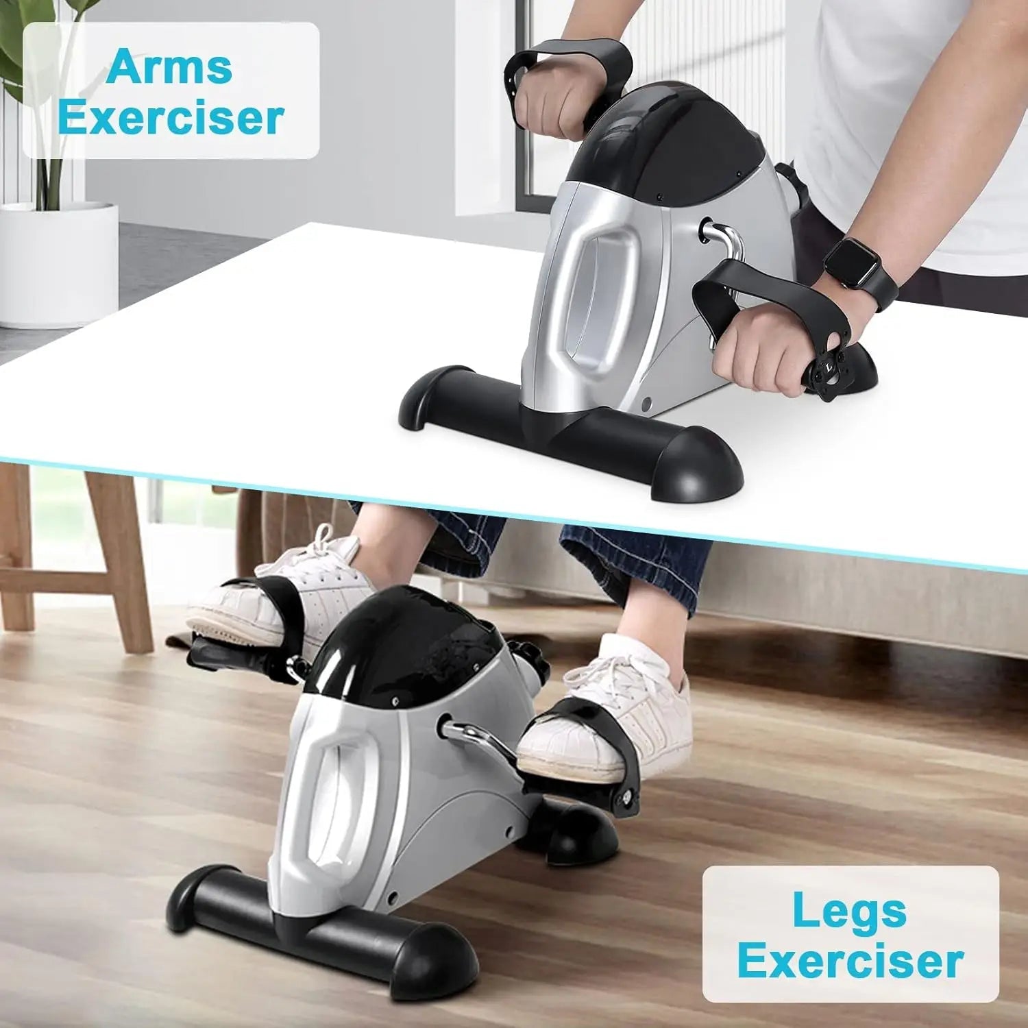 Mini Exercise Bike, himaly Under Desk Bike Pedal Exerciser Portable Foot Cycle Arm & Leg Peddler Machine with LCD Screen Display
