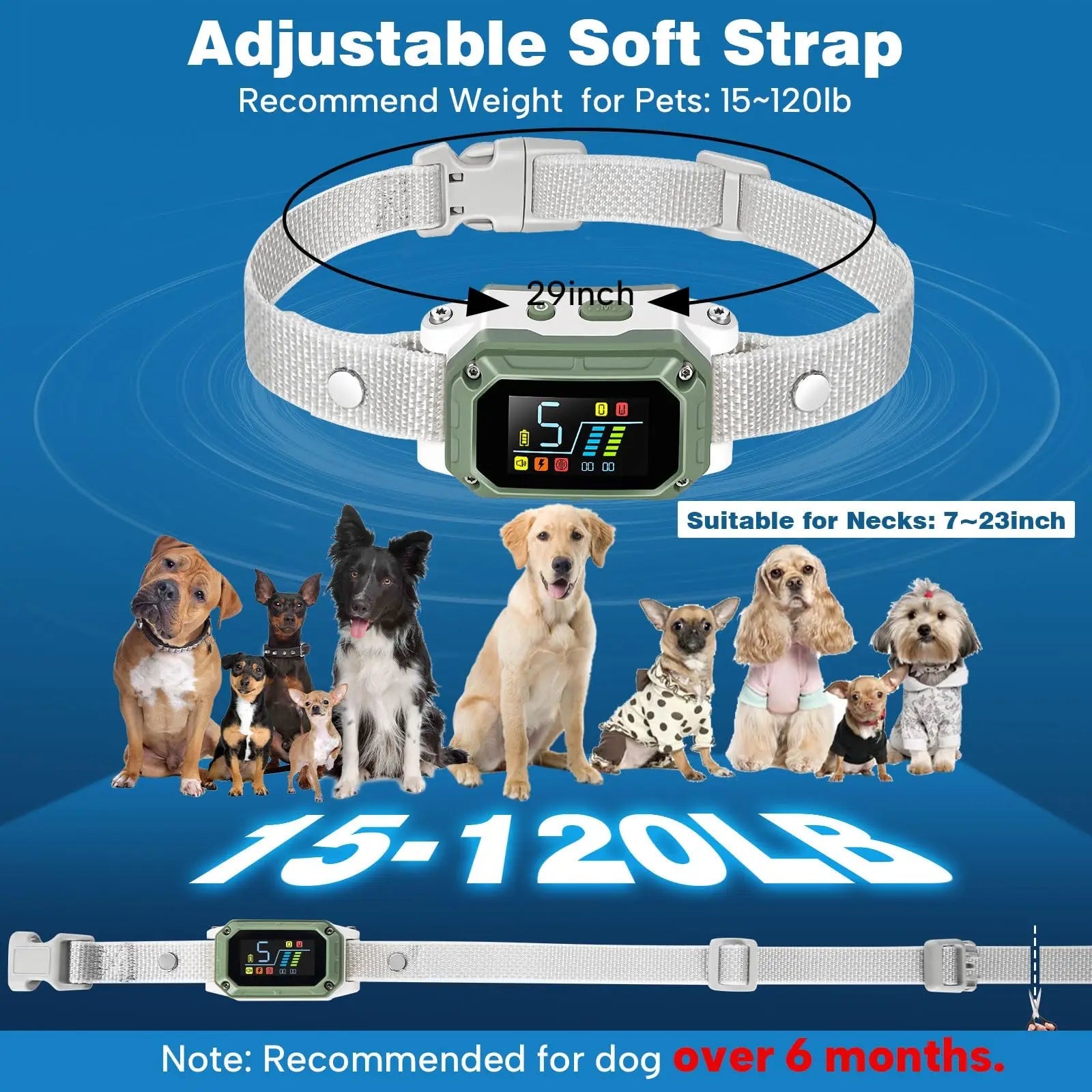Dog Bark Collar for Large Medium Small Dogs, Rechargeable Smart Bark Collar, Anti Barking Training Collar with Adjustable Beep