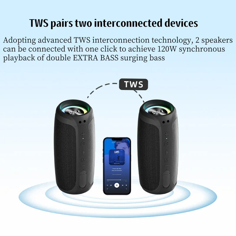 T29 Portable Bluetooth Speaker with HIFIsurround Sound Column and 10 Hour Playback Built-in Subwoofer Bluetooth 5.3 TWS